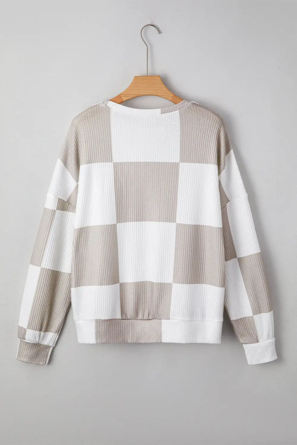 Women's Checkered Textured Long Sleeve Top