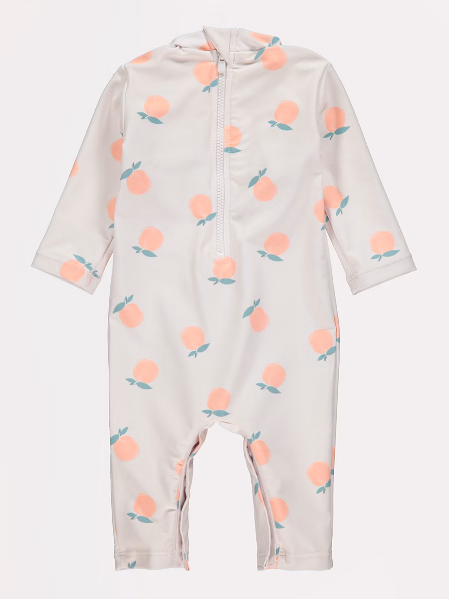 Neutral Peach Print Sun Protection Rashsuit and Hat detail 2