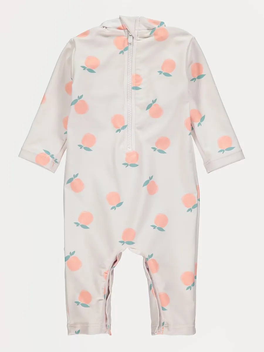 Neutral Peach Print Sun Protection Rashsuit and Hat