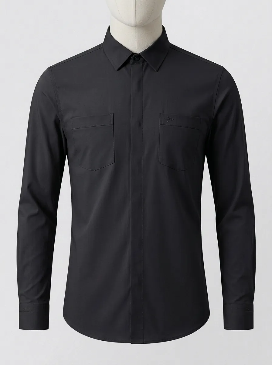 Men's Non-Iron Cotton Arrow Logo Printed Long Sleeve Shirt