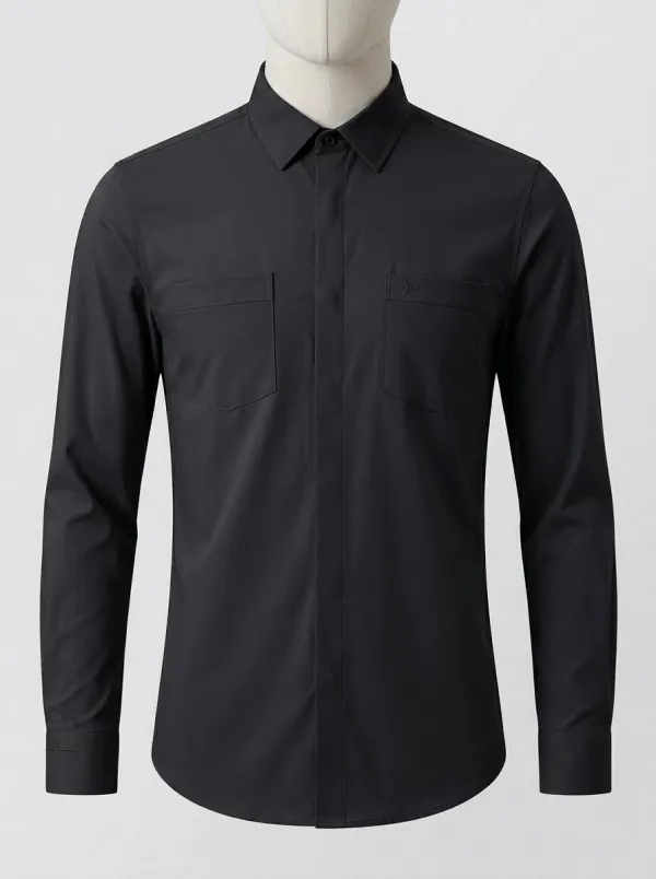 Men's Non-Iron Cotton Arrow Logo Printed Long Sleeve Shirt