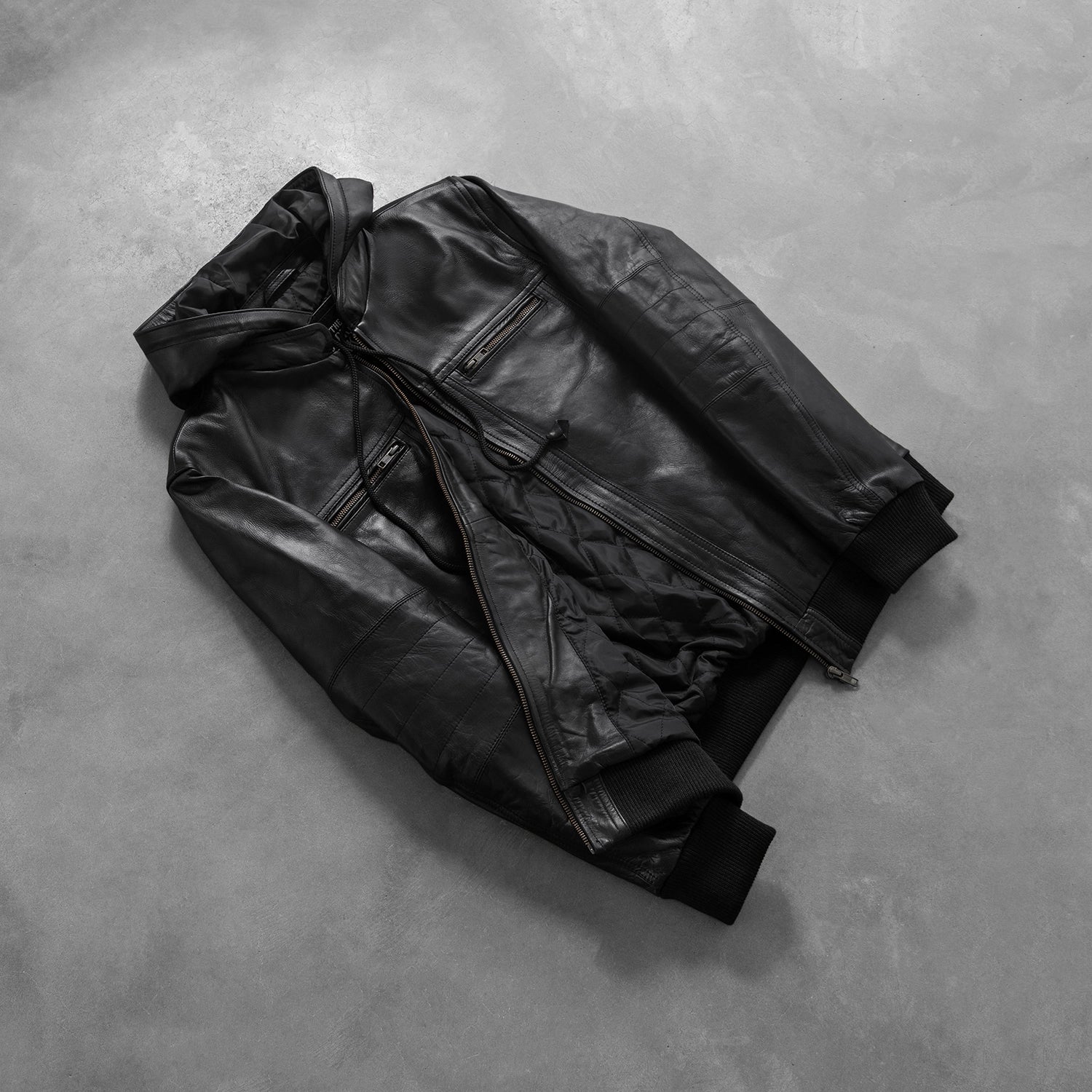 Men's Utility Bomber Leather Jacket
