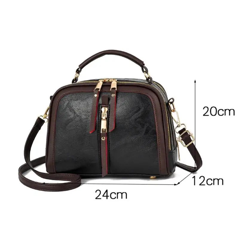 Chic Red Multi-Zipper Crossbody Bag