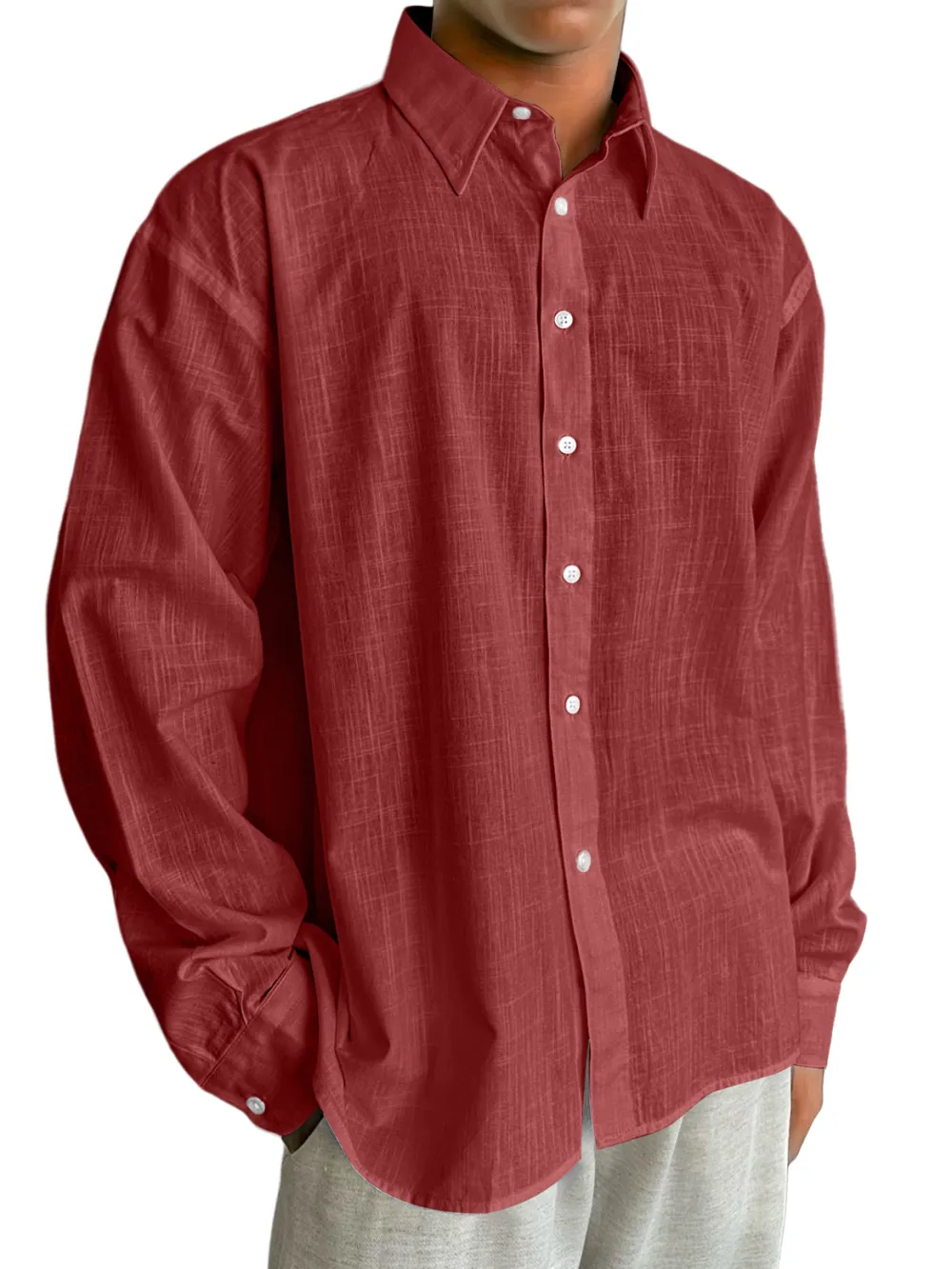Relaxed Cotton Linen Long Sleeve Shirt