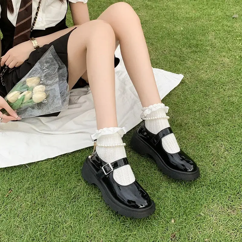 Leather Mesh Loafer Pumps