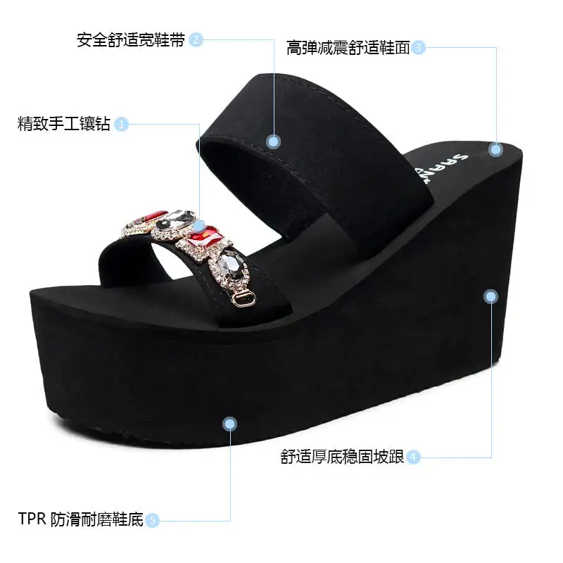 Embellished Thick Heel Slide Sandals