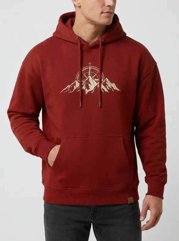 Everyday Mountain Graphic Compass Graphic Outdoor-Inspired Street Look Men's Hoodie