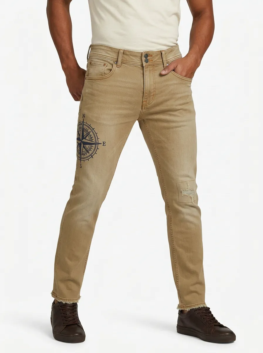 Men's Ridge Explorer Compass Printed Slim-Fit Jeans