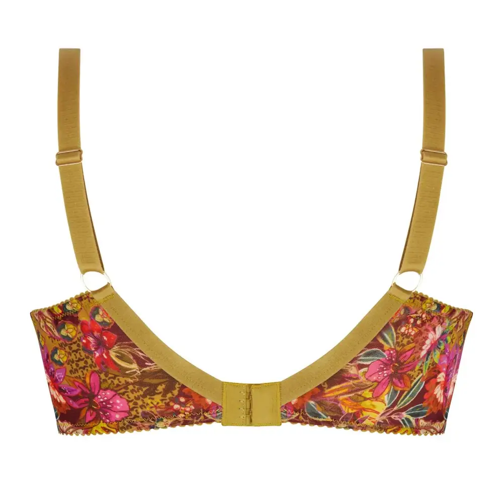 Women's Full Coverage Underwire Three-Part Cup Lined Cup Chimney Back Adjustable Straps Embroidery Mesh Bra
