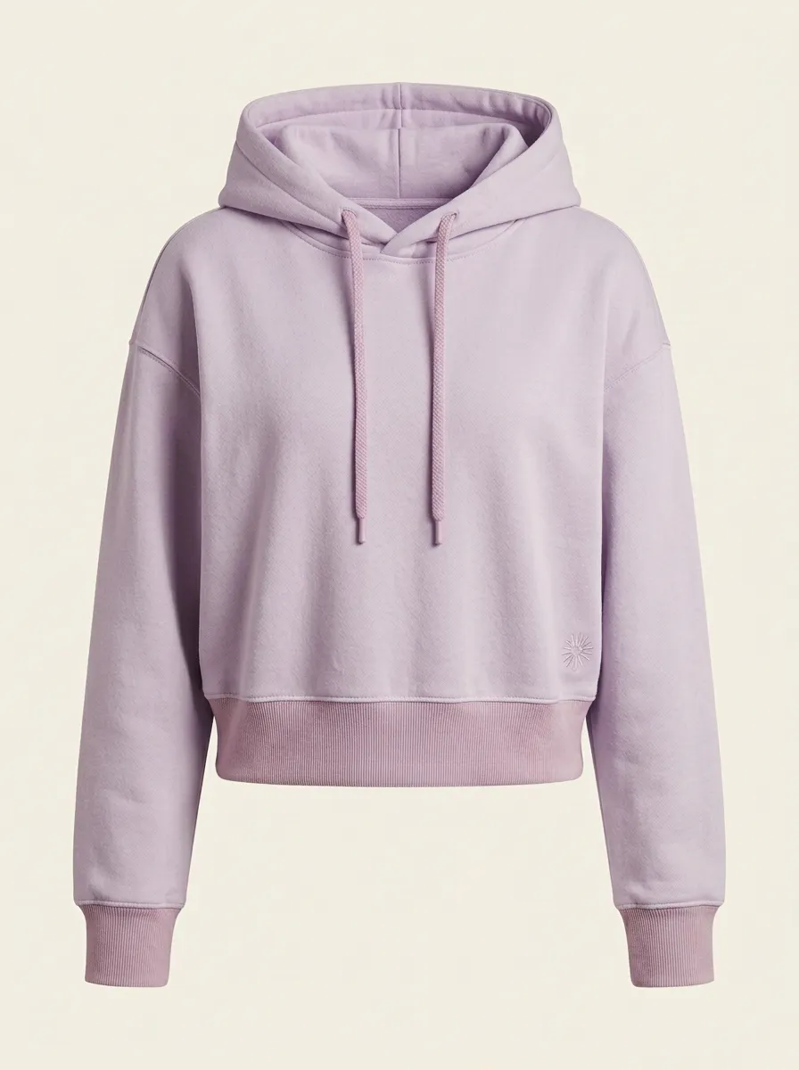Women's Minimalist Sun Embroidery Solid Beige Printed Hoodie