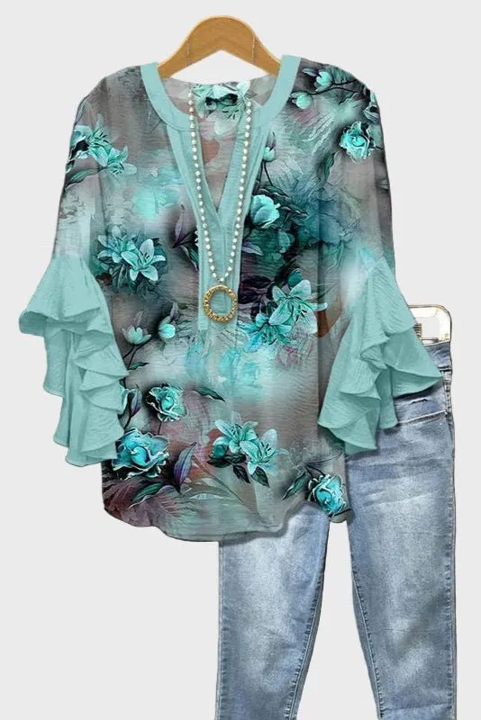 Clean Line Floral Blouse