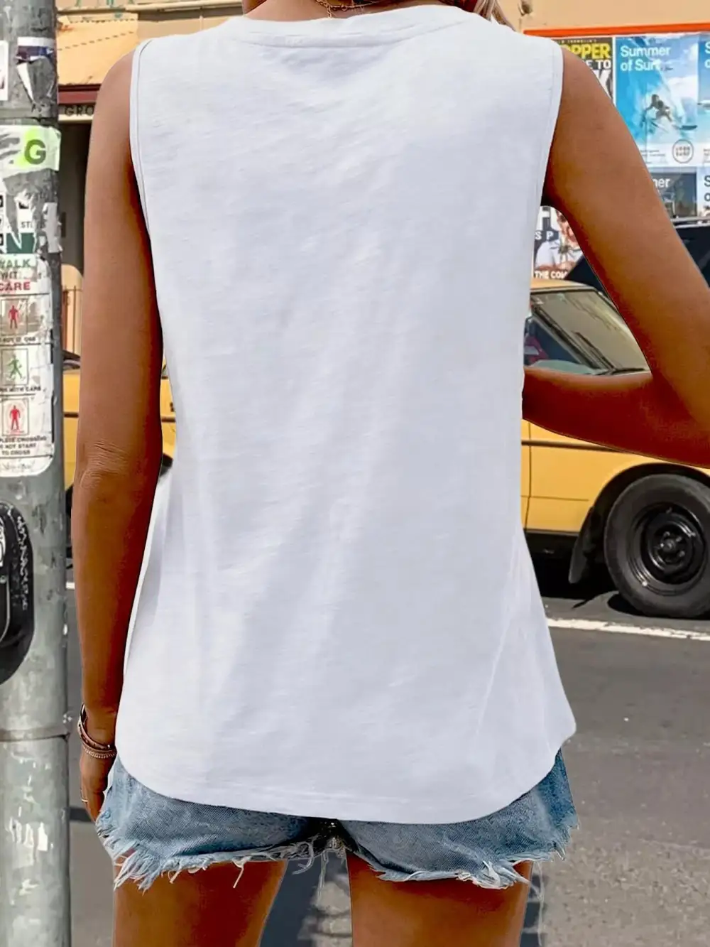 Casual V Neck Pocket Tank