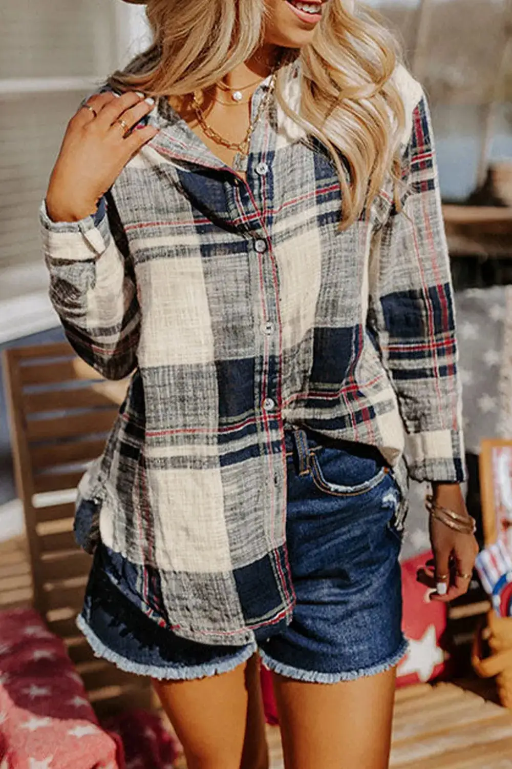 Classic Plaid Button Down Long Sleeve Shirt