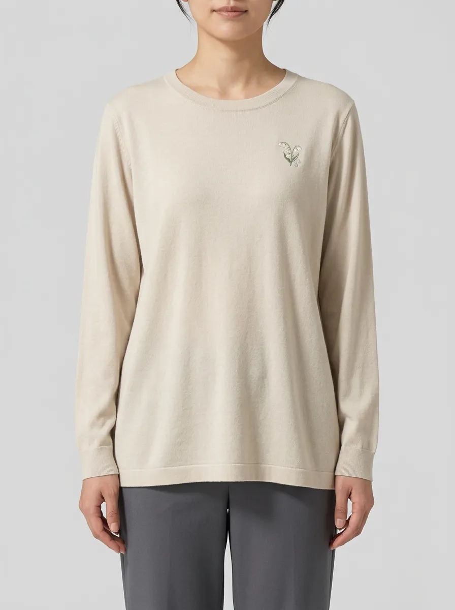 Women's Embroidered Crew-Neck Sweater