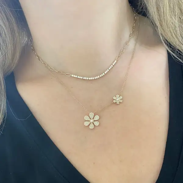 Double Floral Diamond Necklace