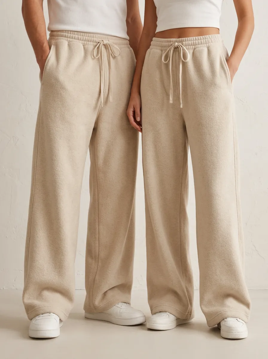 Unisex Athletic Fleece Wide-Leg Sweatpants