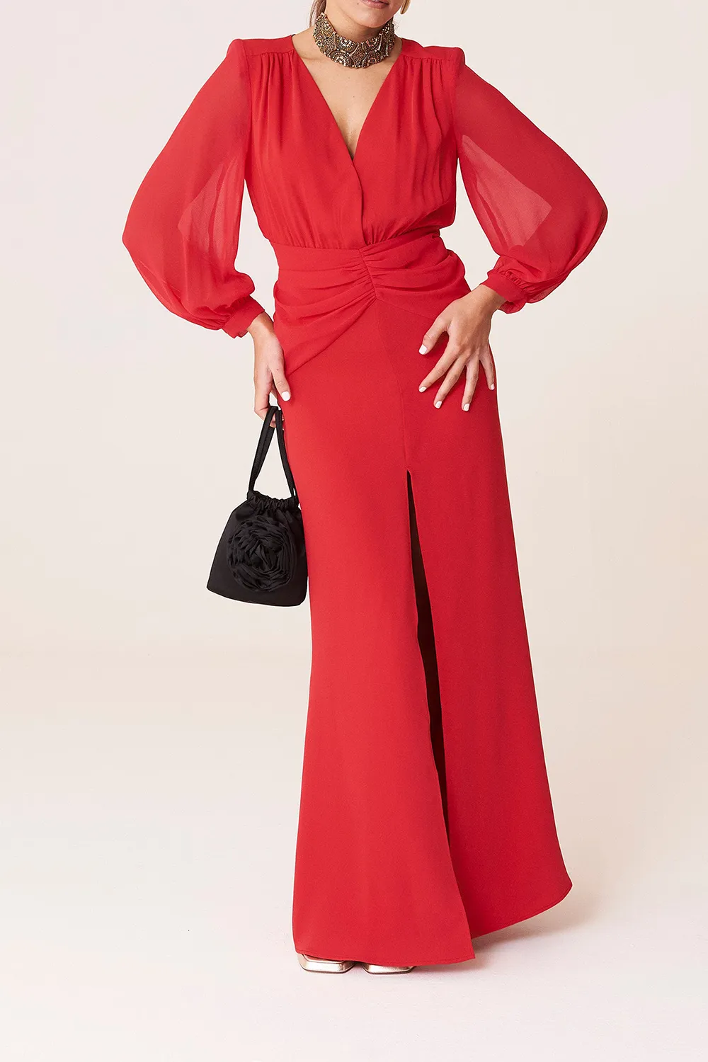 Long Sleeve V-neck Dress