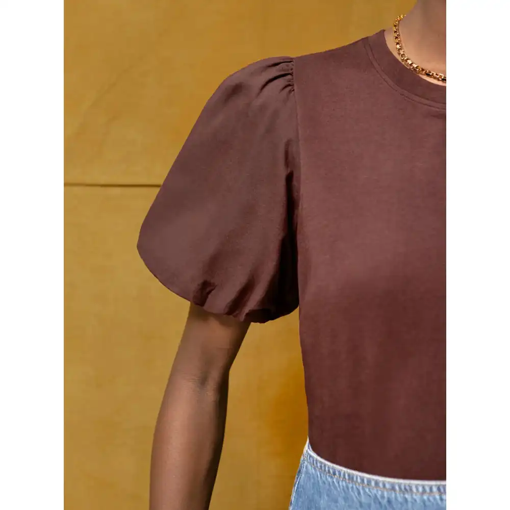 Puff-Sleeve Organic-Cotton Cotton Women's T-Shirt