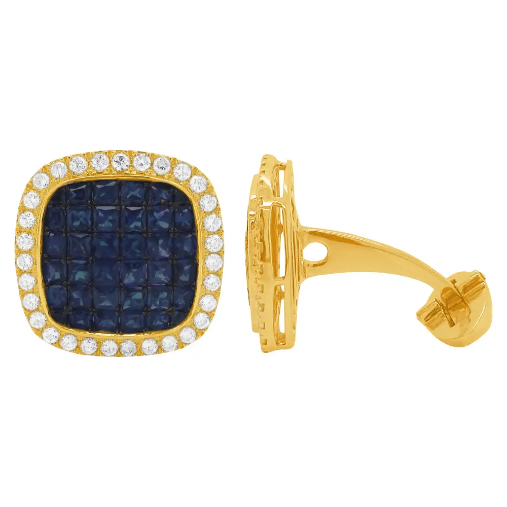 Textured Diamond Sapphire Cufflinks