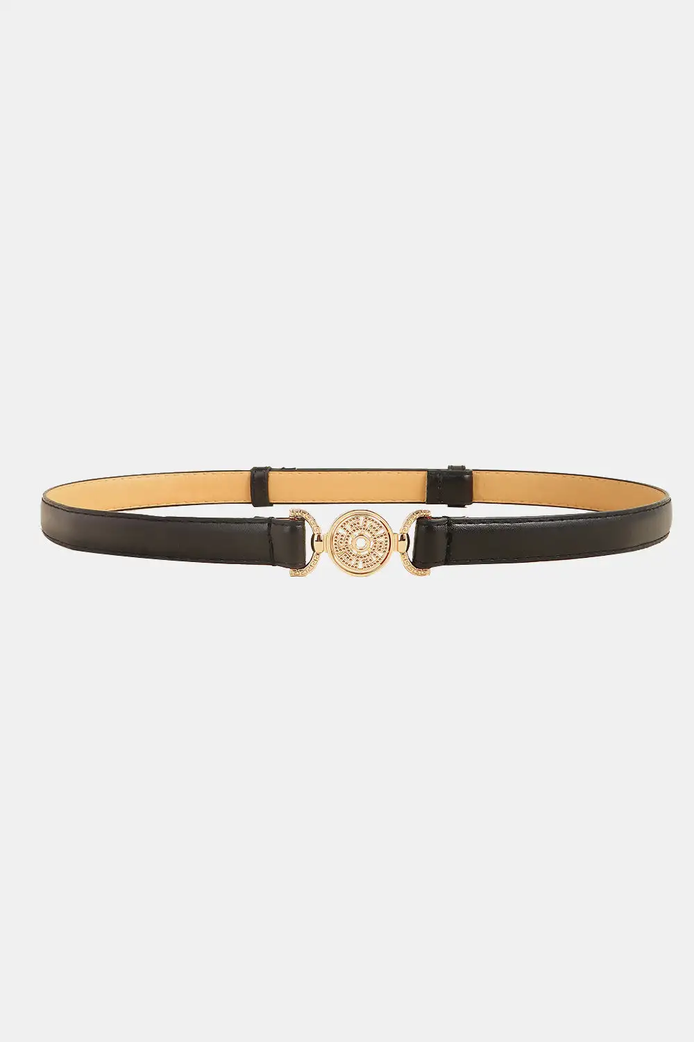 Wide Adjustable Rhinestone-Detail Vegan-Leather Everyday Waist Belt