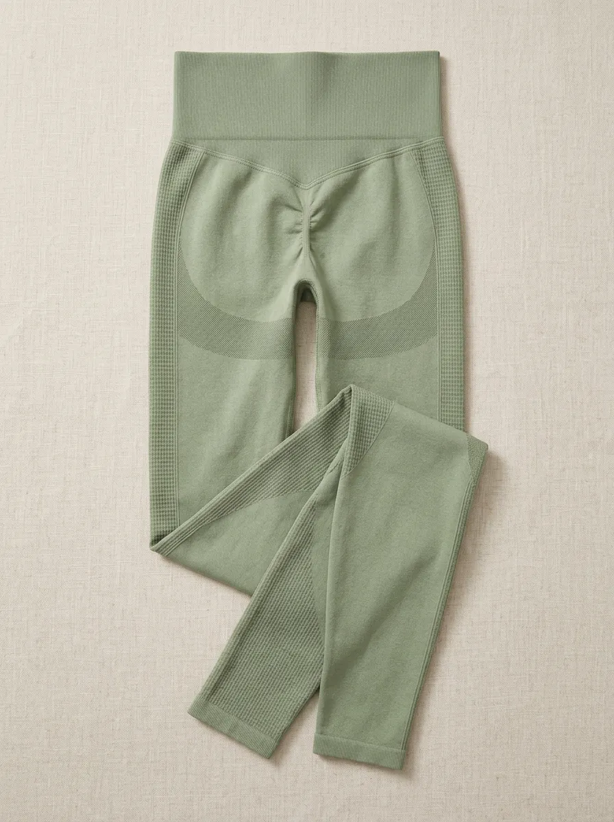 Women's Gym Fitness Sage Green Seamless High-Waisted Leggings