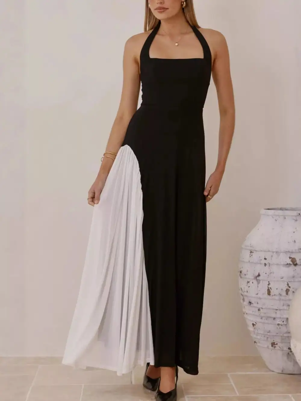 Contrast Maxi Dress