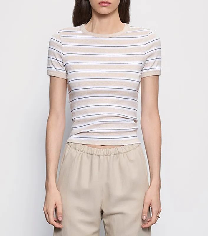 Stripe Classic S/S Tee Wheat/white Stripe
