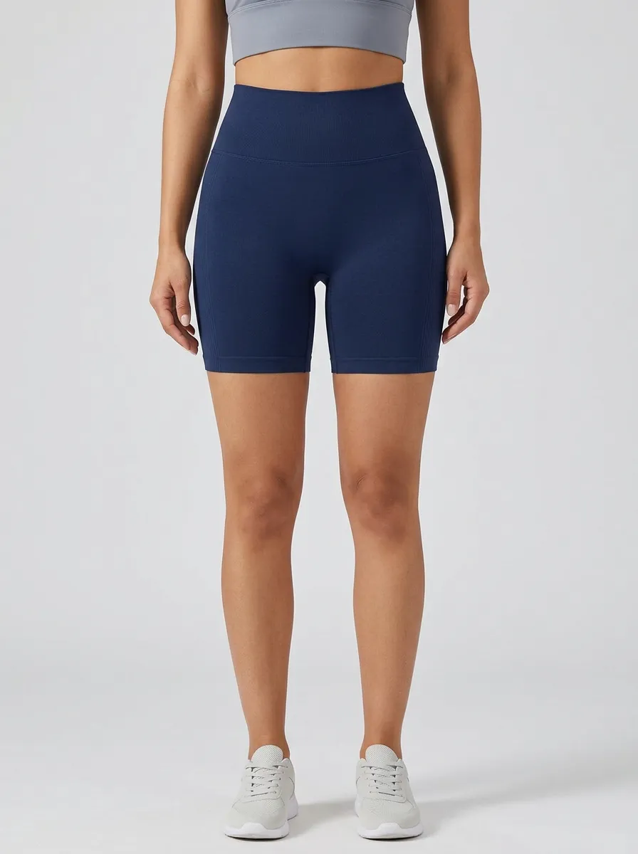 Women's High-Rise Ribbed-Hem Biker Shorts
