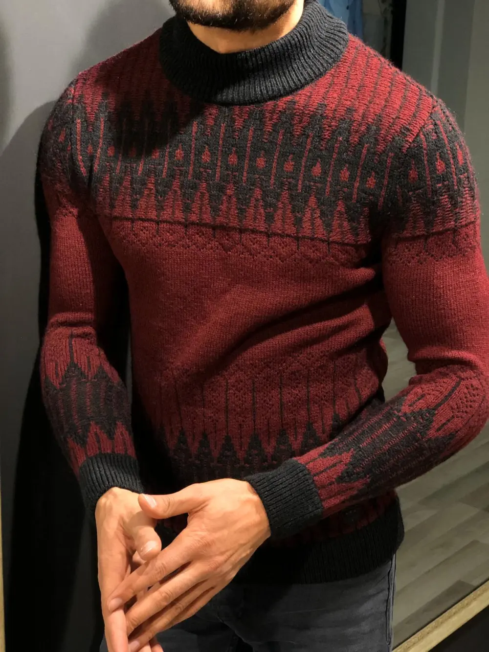 Half Turtleneck Slim Fit Knit Turtleneck Sweater