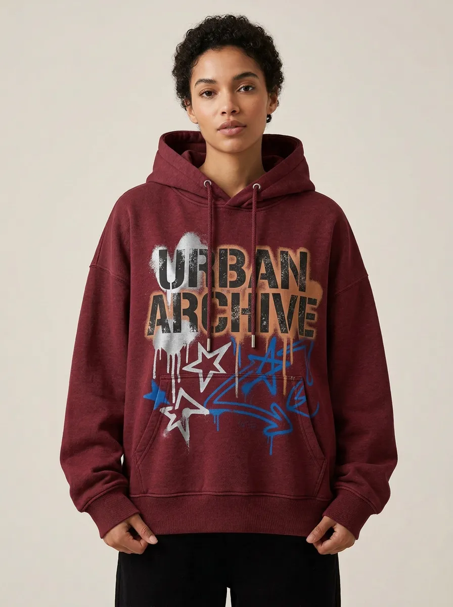Unisex Urban Archive Graffiti Star Hoodie