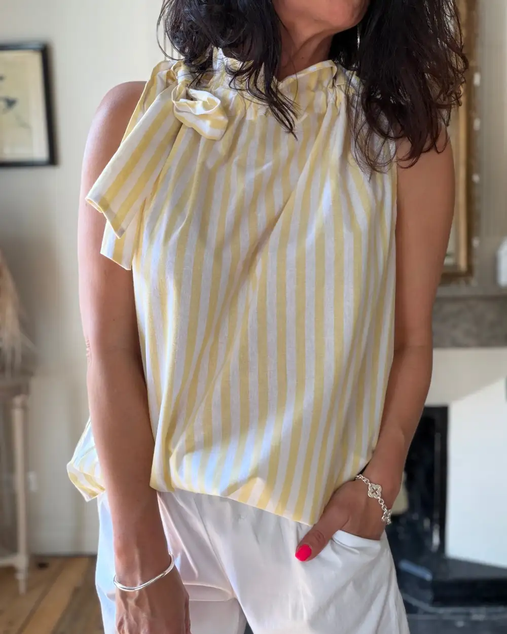 Refined Cotton Striped Blouse