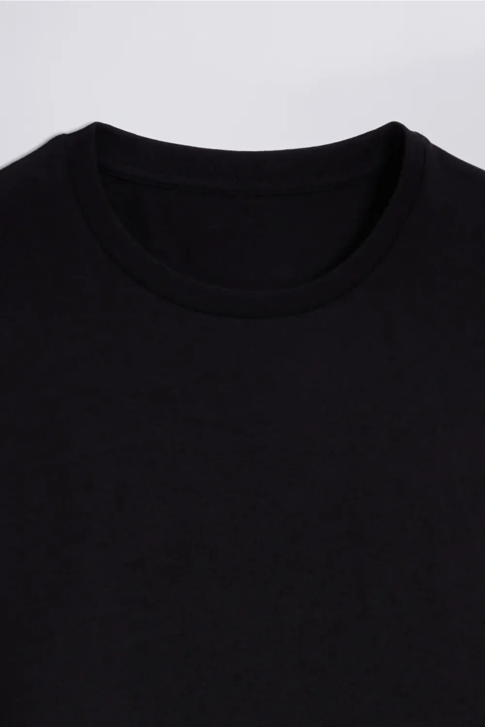 Versatile Black Round-Neck Pure Cotton Casual T-Shirt