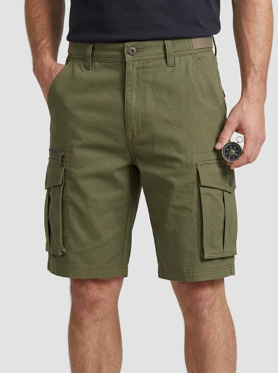 Men's Multi-Pocket Zip-Fly Slant-Pocket Cargo Shorts