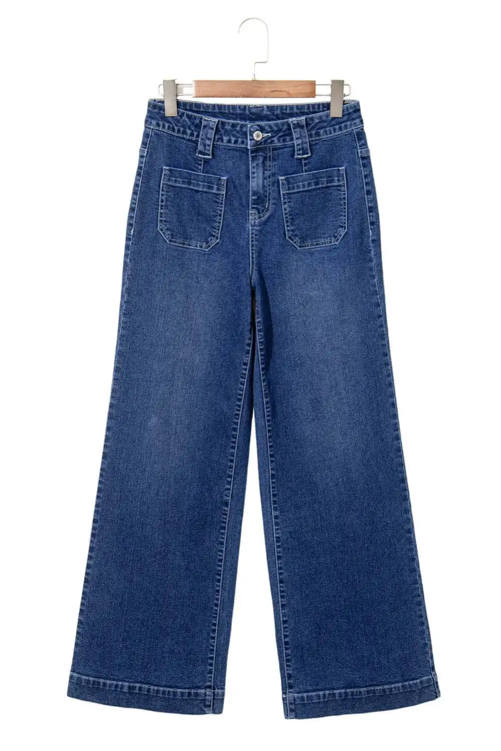 High Waist Relaxed Fit Wide Leg Pocketed Casual Jeans
