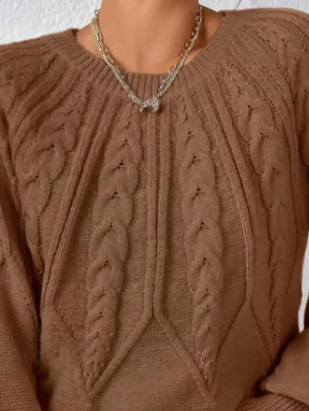 Essential Long Sleeve Cable Knit Sweater