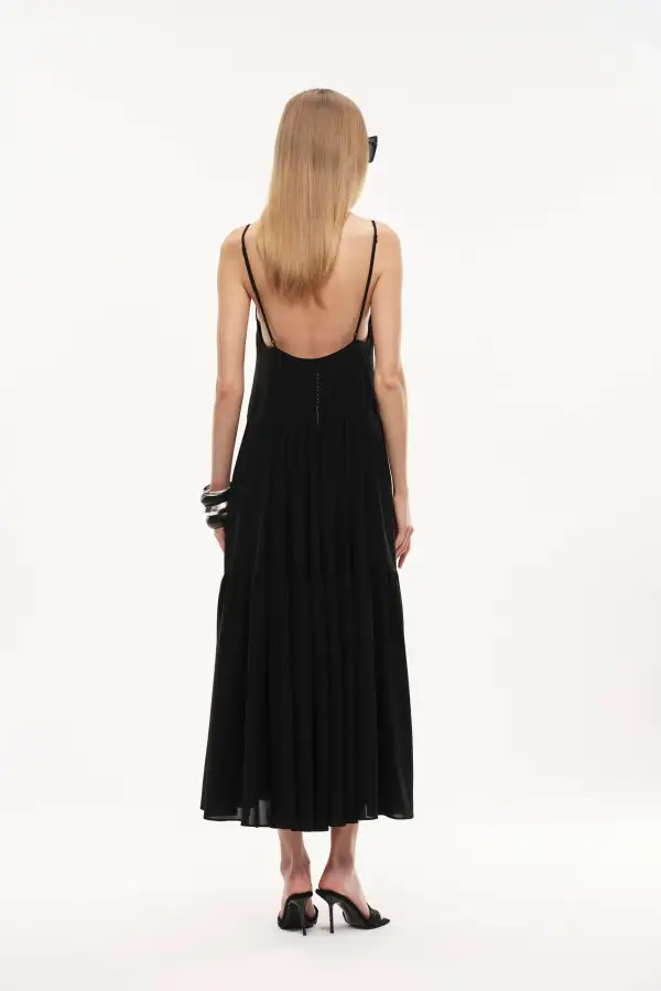 Pleated Maxi Slip Dress