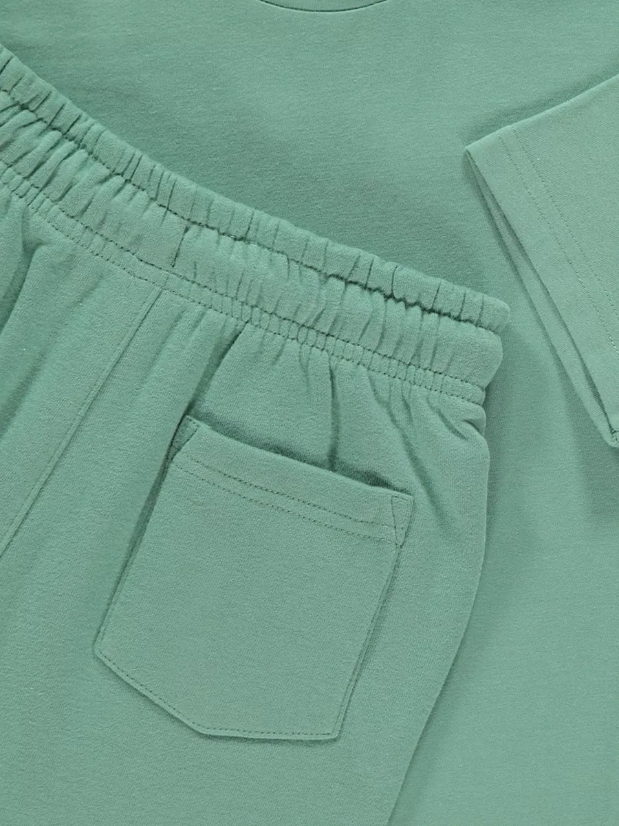 Jade Green Short Sleeve T-shirt and Shorts Set