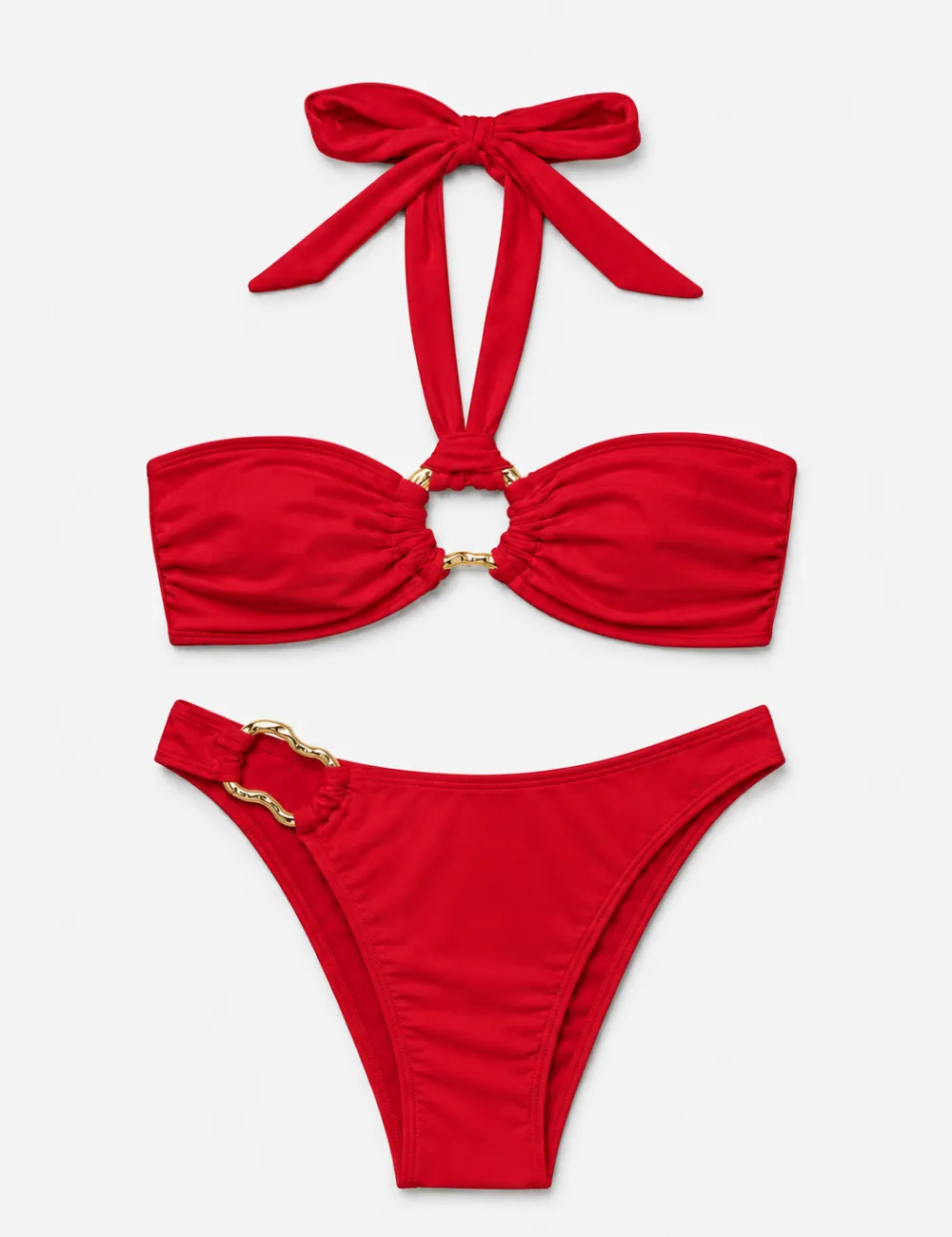 Matching Hardware Halter Bandeau Bikini Set