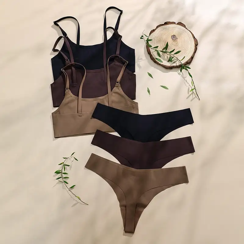 Seamless Satin Bralette Lingerie Set