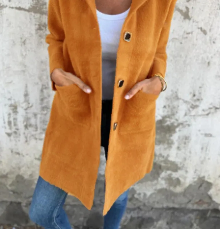 Long Sleeve Button Coat With Pockets