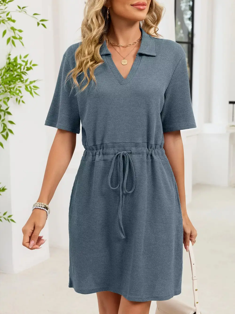 Knit Drawstring Sweater Dress