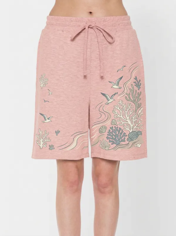Women's Ocean Beach Lover Seagull Coral Printed Shorts