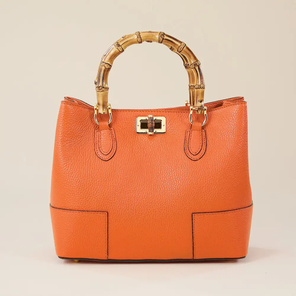Leather Bamboo Tote Bag