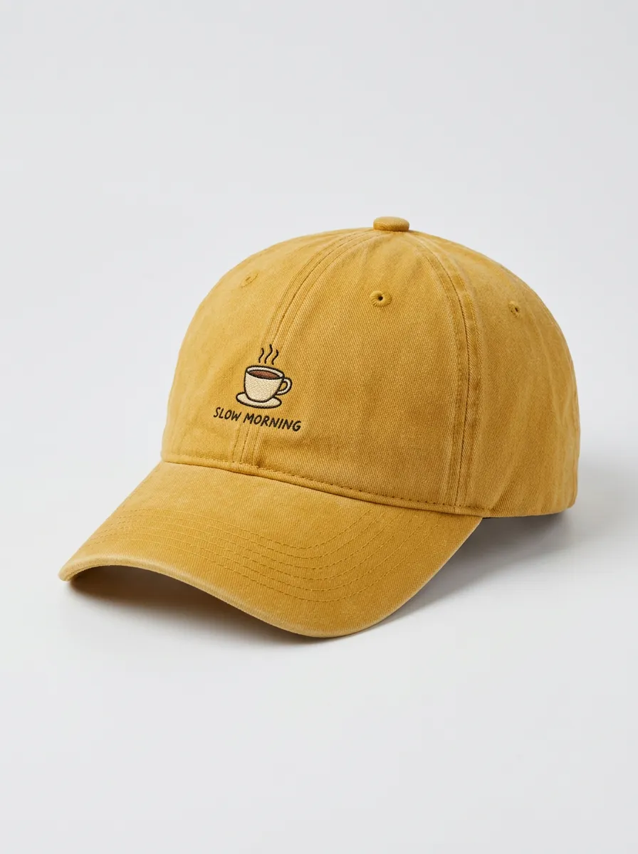 Modern Style Coffee-Lover Slow-Morning Embroidered Unisex Baseball Cap
