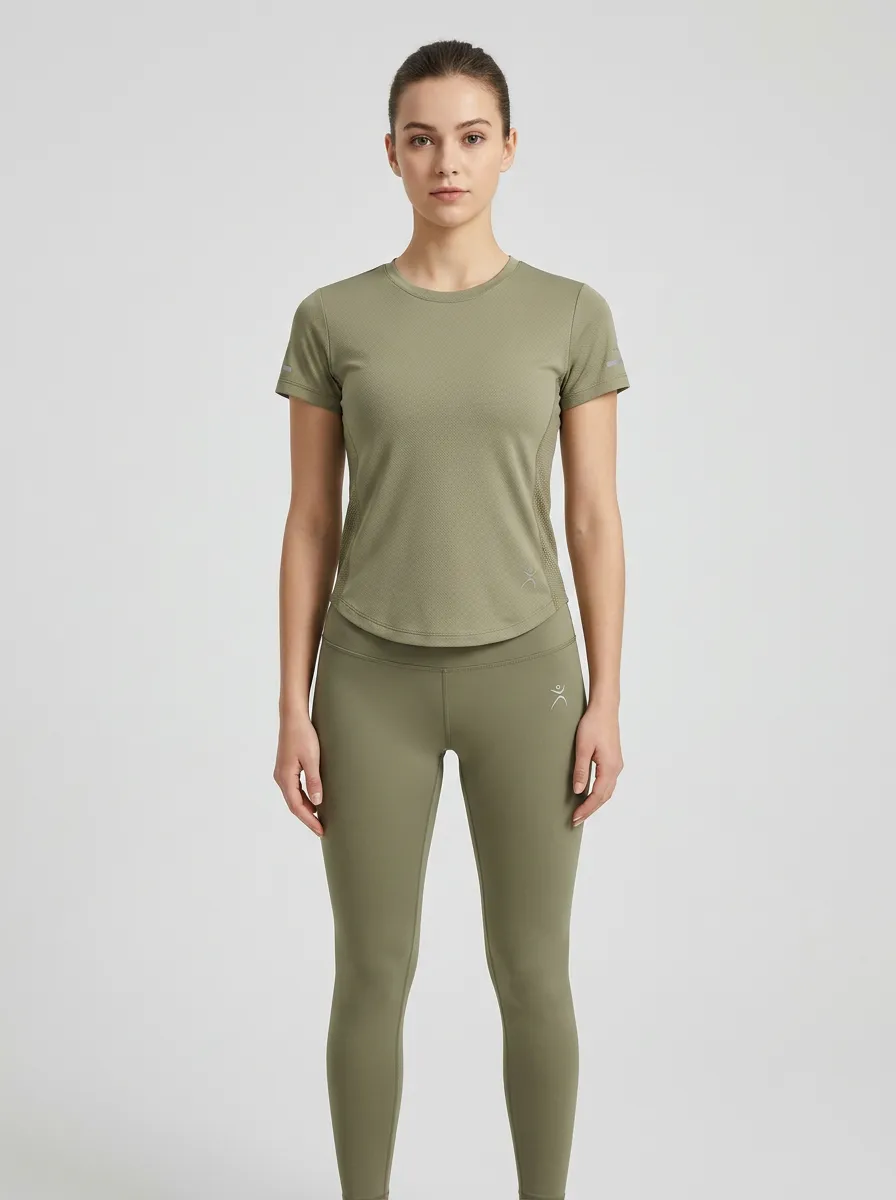 Women's Olive Green Fitness Yoga Printed Sportswear Set