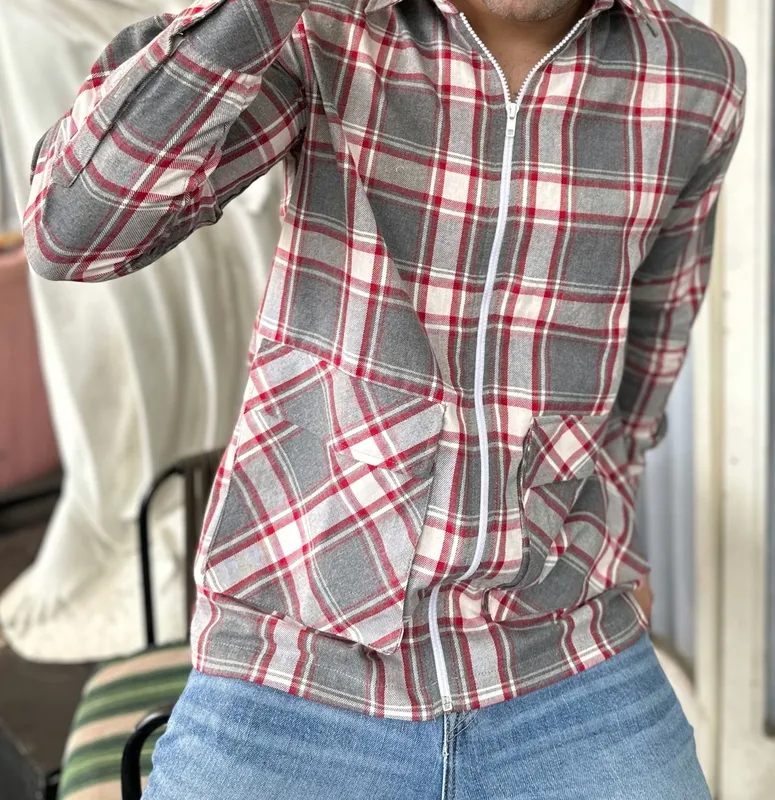 Grey Zipper Flannel Shirt