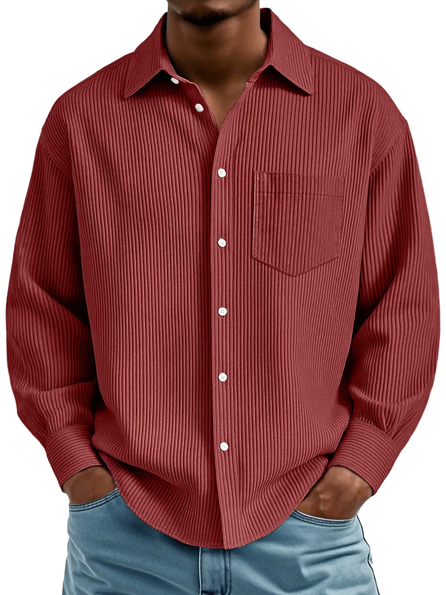 Ribbed Knit Pocket Shirt