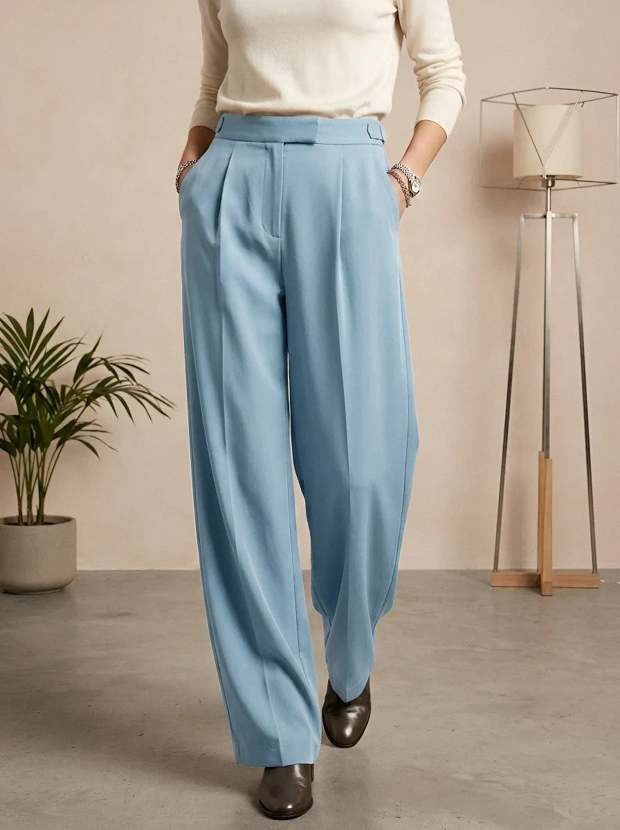 Classic High-Waist Women's Wide-Leg Trousers