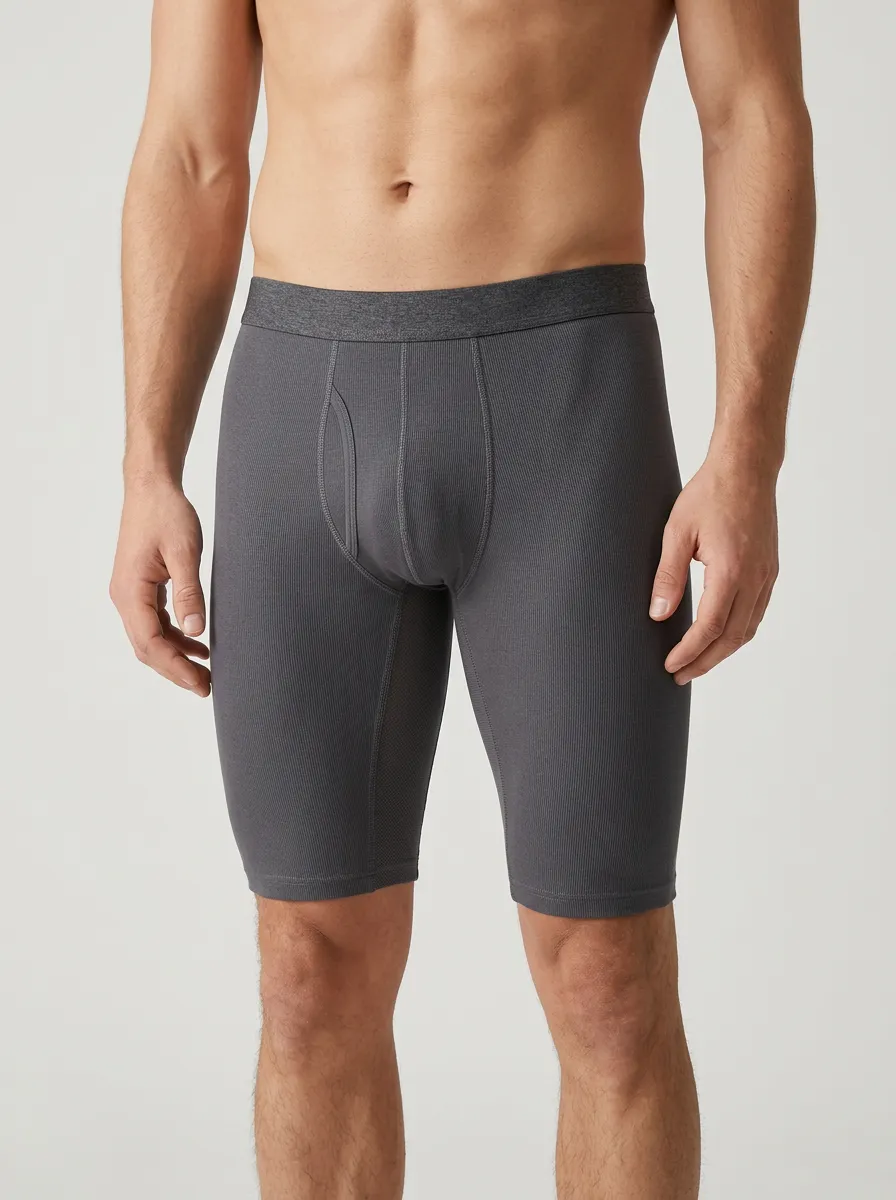 Men's Charcoal Ribbed Boxer Briefs