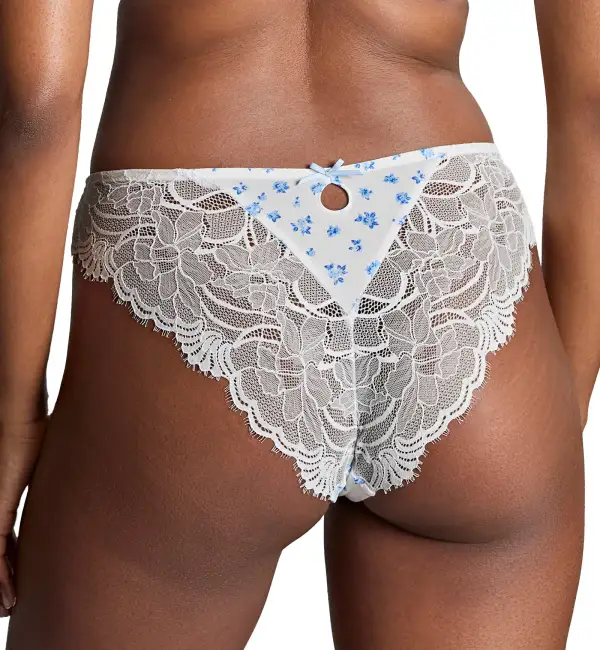 Modern Mid-Rise Stretch-Lace Floral Brazilian Brief Panty